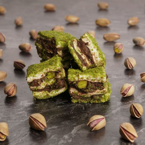 Turkish delight with pistachios and chocolate